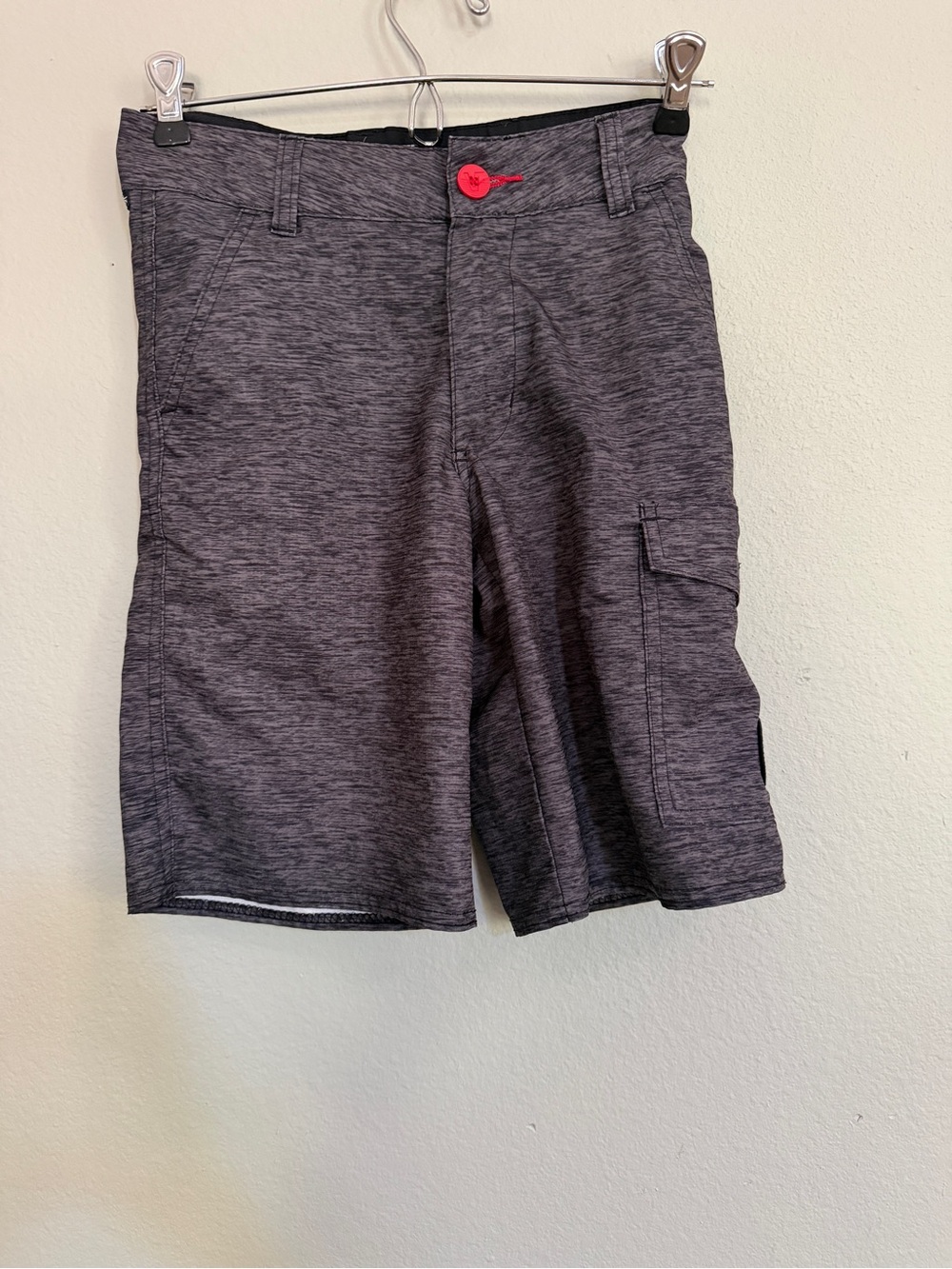 Vans Gray Cargo Shorts with Red Button Accent